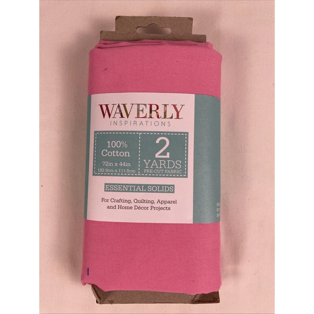 NEW (2) Yards Pre-Cut Waverly Inspirations Solid Pink 100% Cotton Fabric 72”x44”